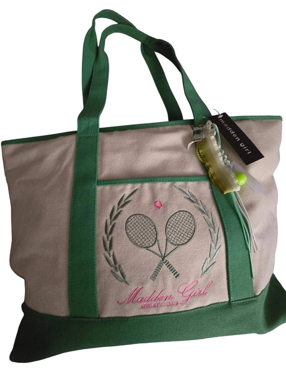 Madden Girl Green & Cream Tennis Tote Bag